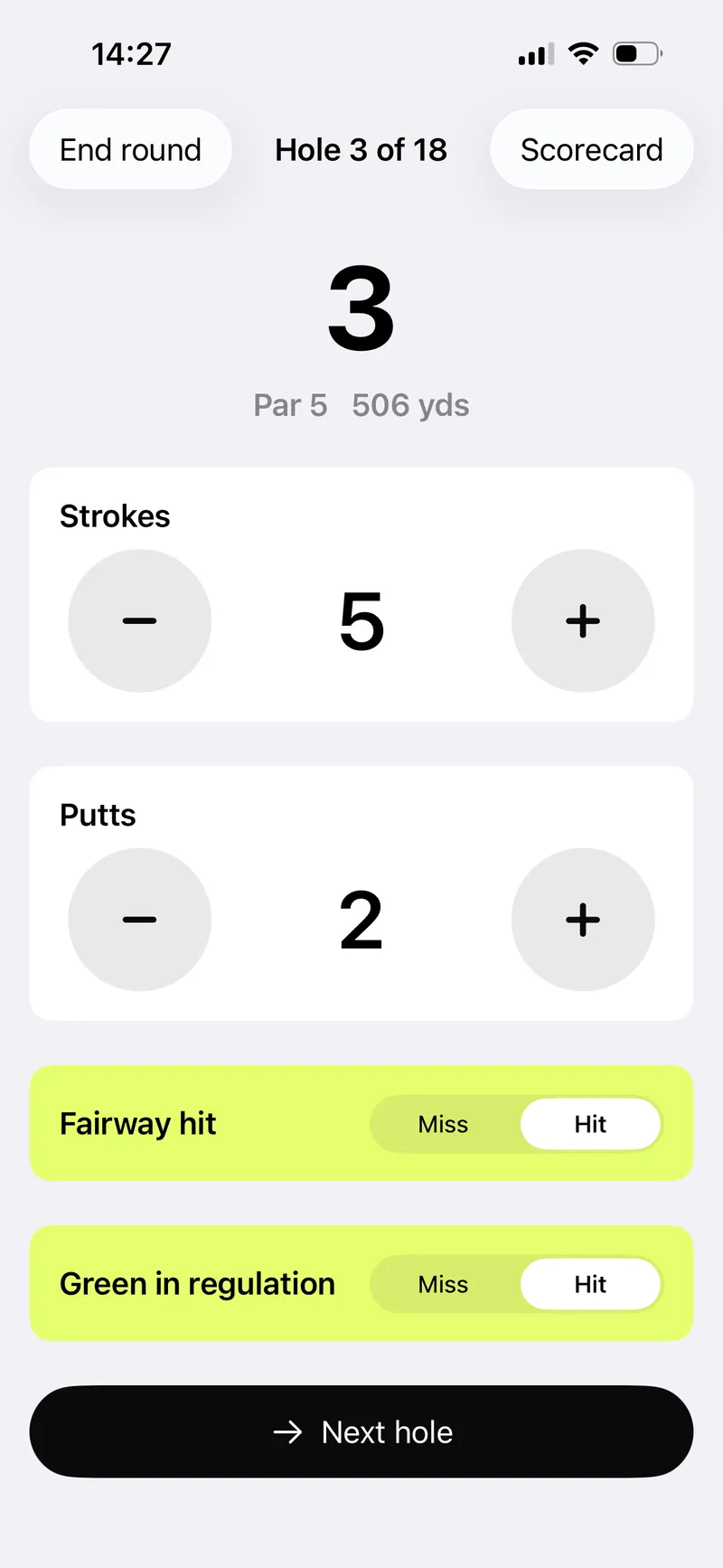 The Turn — logging a hole as you play